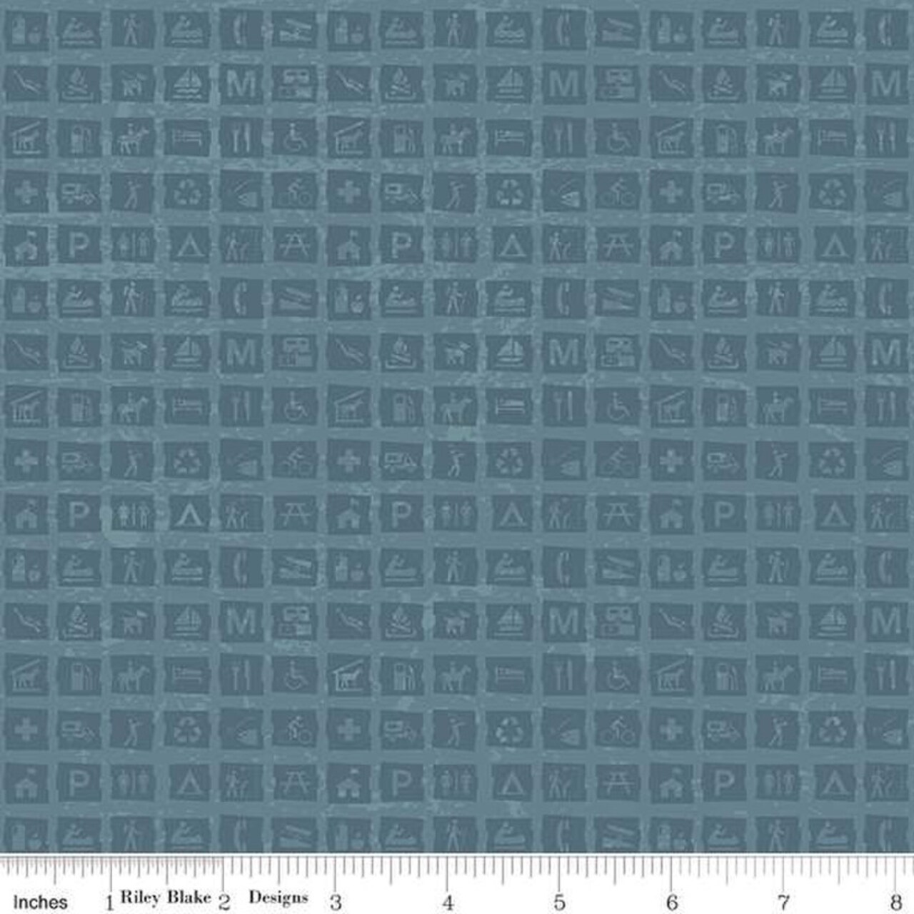 Signs in Blue (c13294-blue) | National Parks | Anderson Design Group | Riley Blake